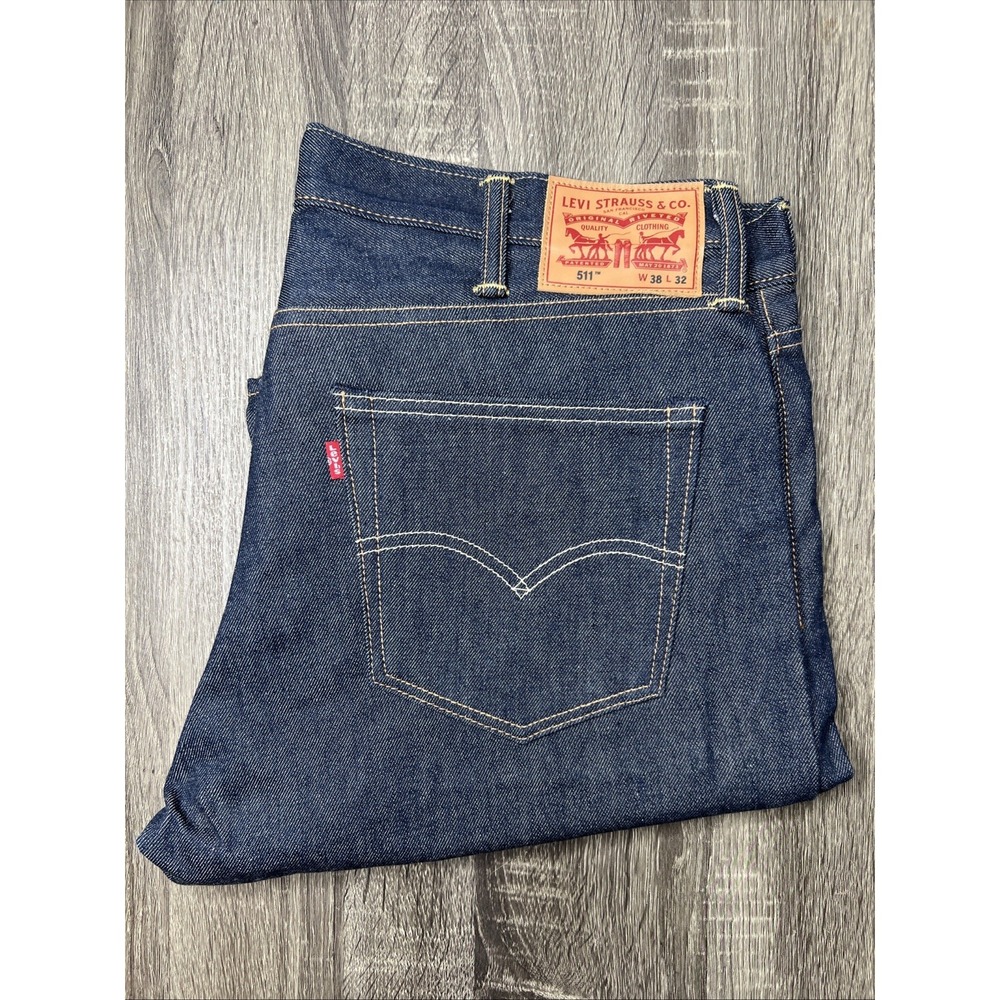 Levi's 511 SELVEDGE Denim Jeans Indigo Navy REDLINE Mens 38x32 Deadstock Unworn